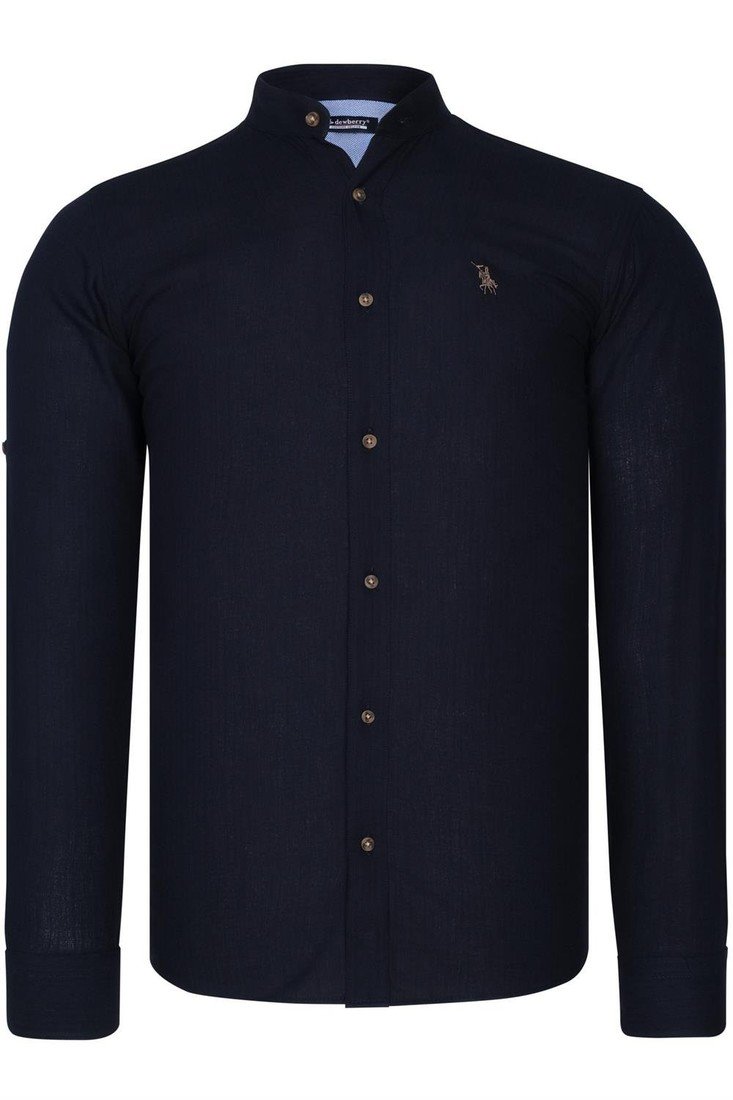 G784 DEWBERRY HAKIM COLLAR MEN'S SHIRT-NAVY BLUE