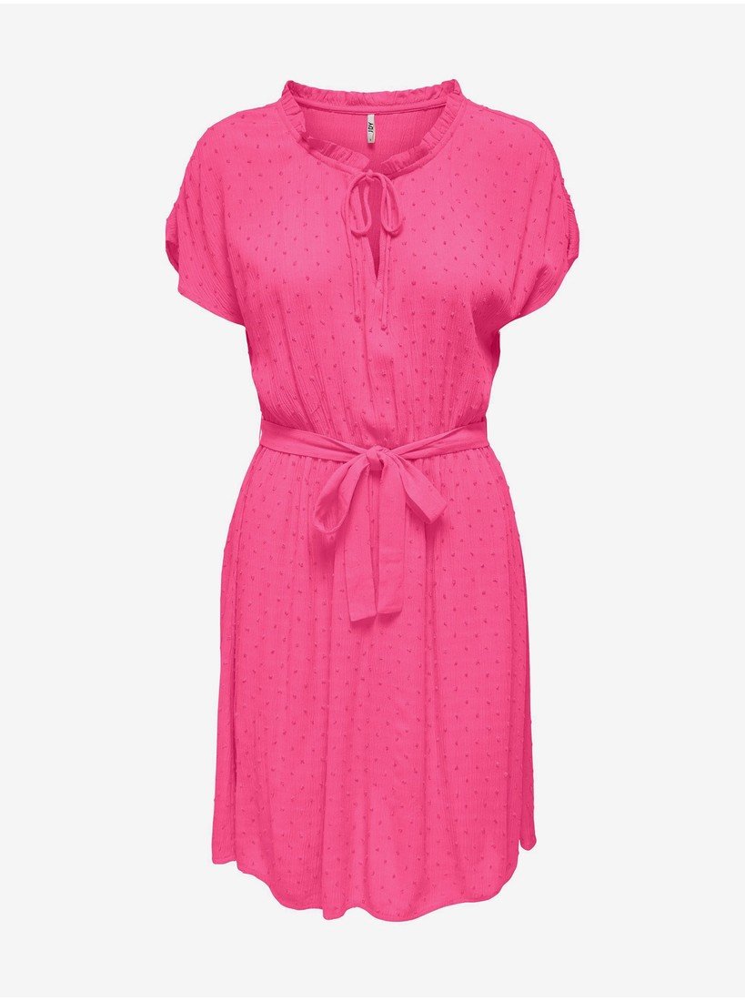 Tmavě růžové dámské puntíkované šaty JDY Lima - Dámské