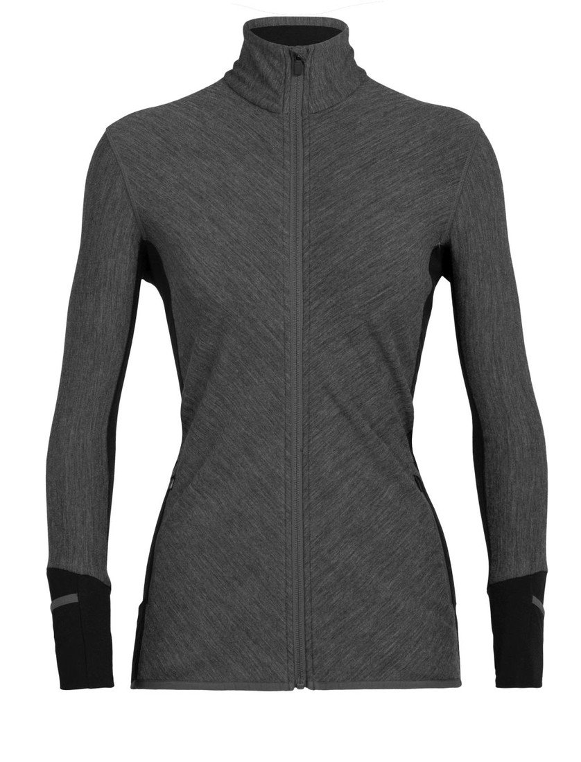 dámská merino mikina, zip ICEBREAKER Wmns Descender LS Zip, Jet Heather/Black velikost: L