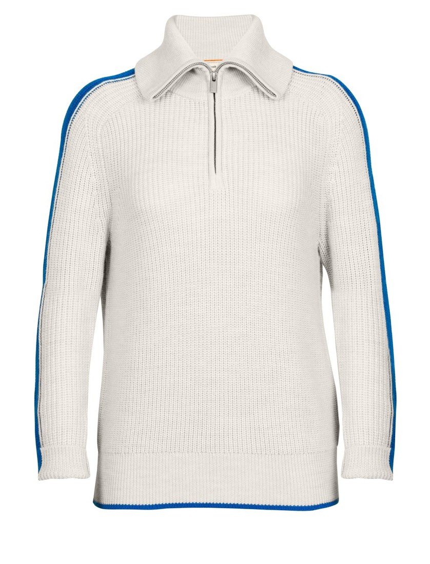 dámská mikina, zip ICEBREAKER Wmns Lodge LS Half Zip Sweater, Ecru HTHR/Lazurite velikost: L