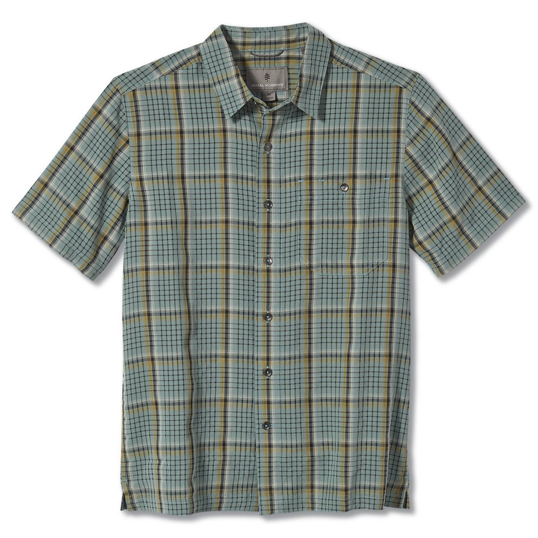 Pánská košile krátký rukáv ROYAL ROBBINS Mens Mojave Dobby Plaid, Artic Blue velikost: M