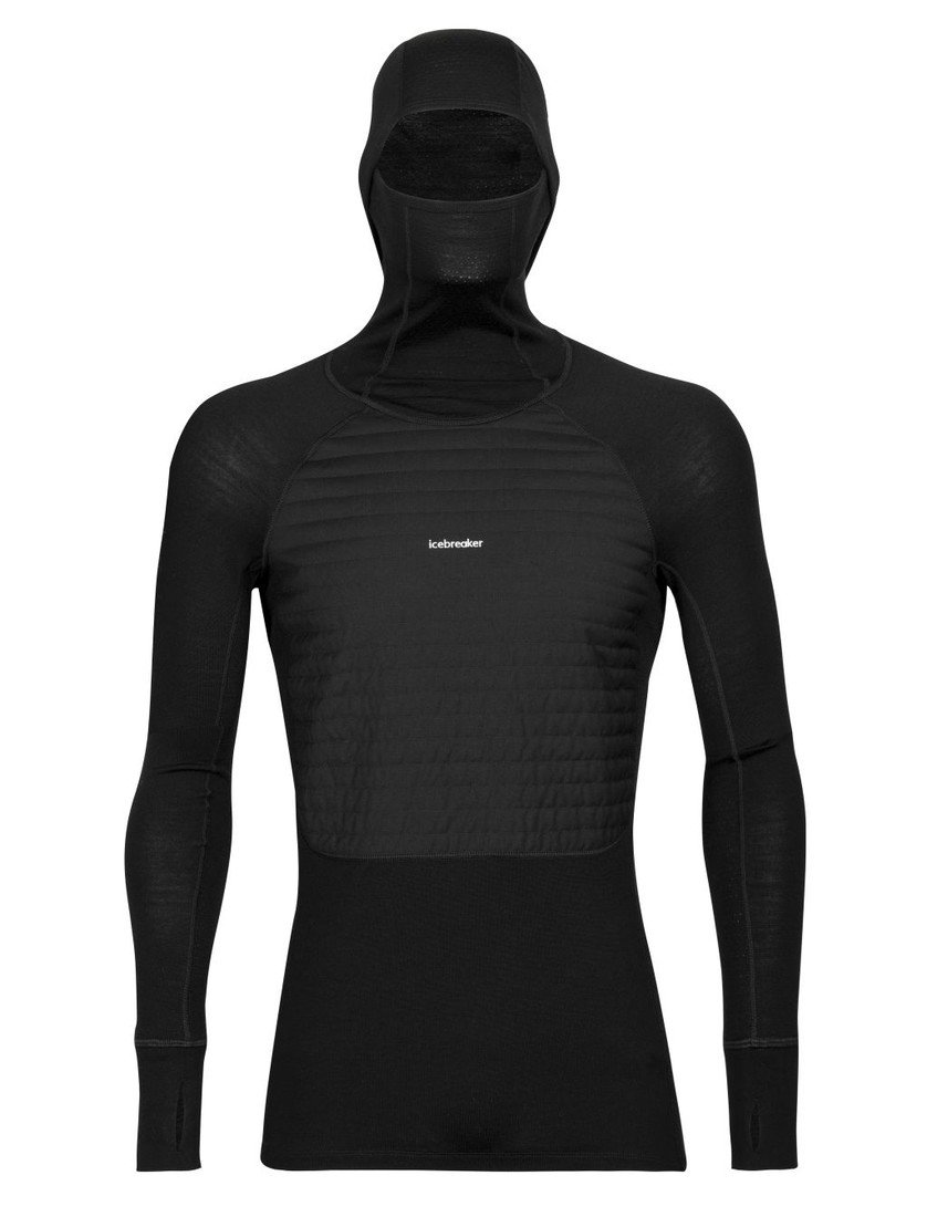 pánská mikina s kapucí ICEBREAKER Mens ZoneKnit™ Insulated LS Hoodie, Black velikost: L