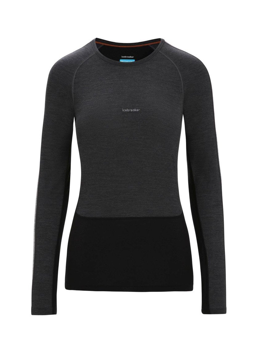 ICEBREAKER Wmns 125 ZoneKnit™ LS Crewe, Jet Heather/Black/Metro Heather velikost: M