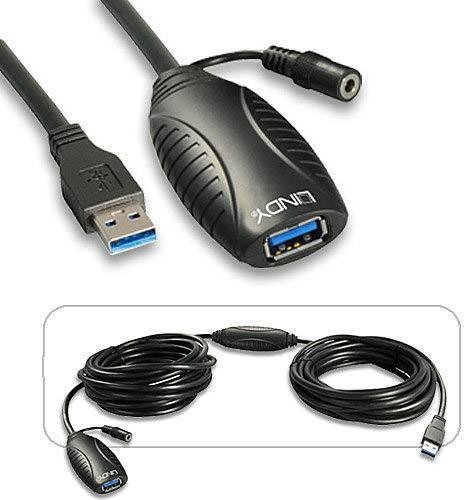 LINDY USB kabel USB 3.2 Gen1 (USB 3.0 / USB 3.1 Gen1) USB-A zástrčka, USB-A zásuvka 10.00 m černá  43156