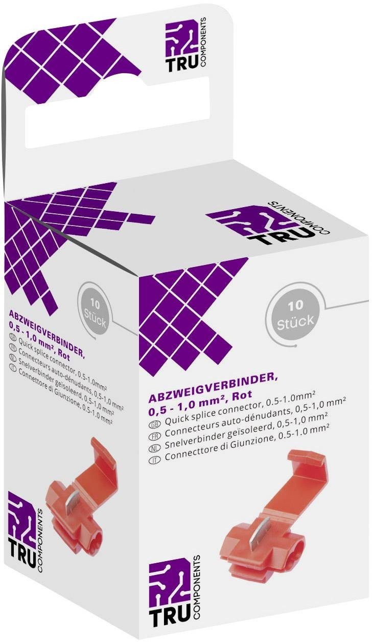 TRU COMPONENTS T1904C036  samořezná rychlospojka Pro kabel o rozměru: 0.50-1.00 mm² Tuhost (příčný řez): 0.50-1.00 mm² Pólů: 2 10 ks červená