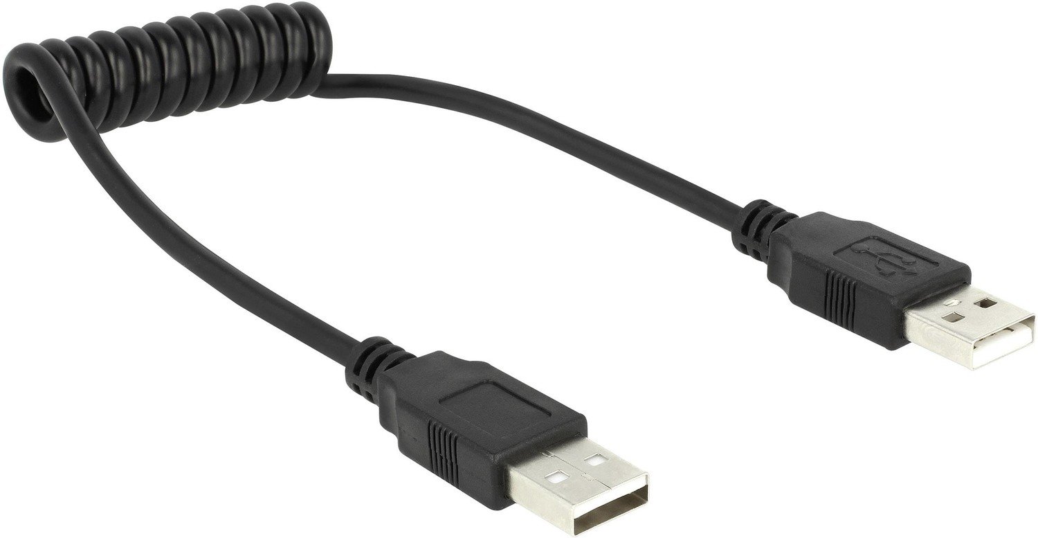 Delock USB kabel USB 2.0 USB-A zástrčka, USB-A zástrčka 0.60 m černá spirálový kabel 1937078