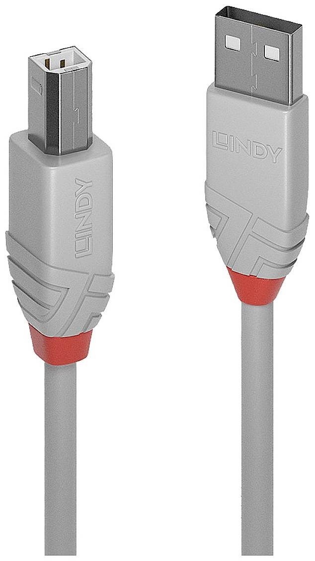 LINDY USB kabel USB 2.0 USB-A zástrčka, USB-B zástrčka 2.00 m šedá  36683