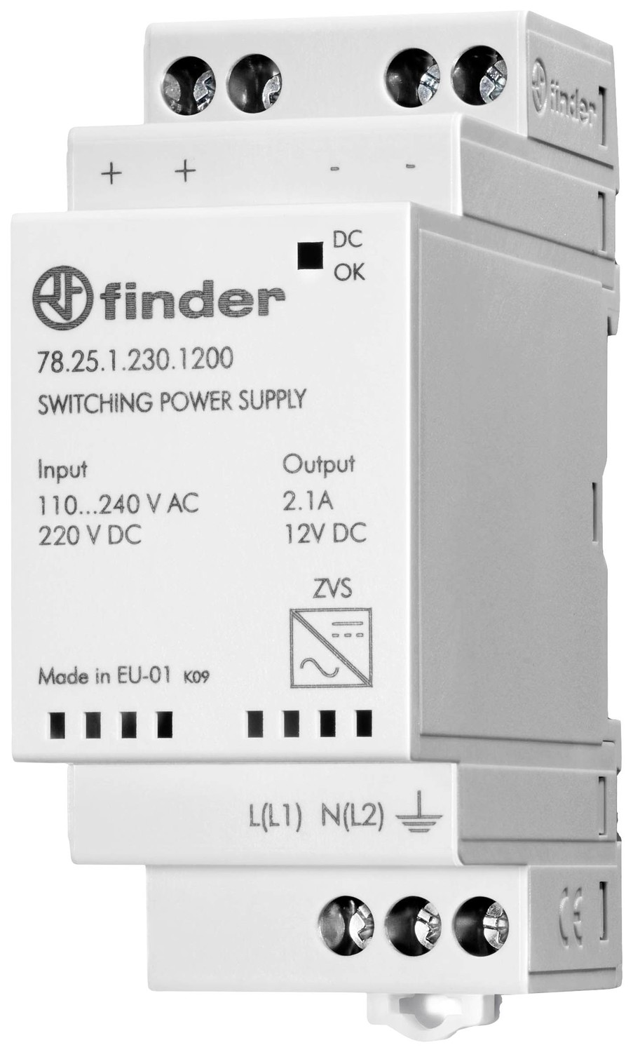 Finder  78.25.1.230.1200  síťový zdroj na DIN lištu    12 V/DC  2.1 A  25 W      Obsahuje 1 ks