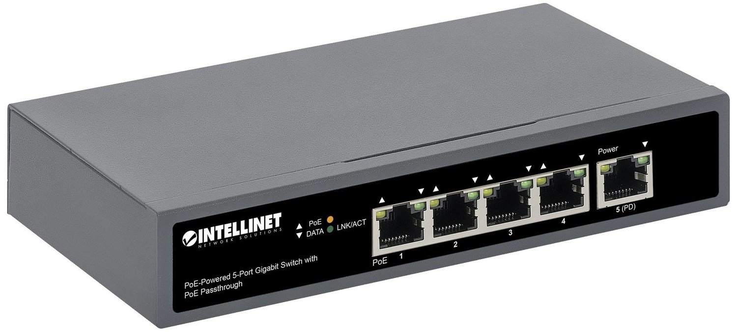 Intellinet PoE-Powered 5-Port Gigabit síťový switch RJ45 10 / 100 / 1000 MBit/s IEEE 802.3af (12.95 W), IEEE 802.3at (25.5 W), IEEE 802.3bt