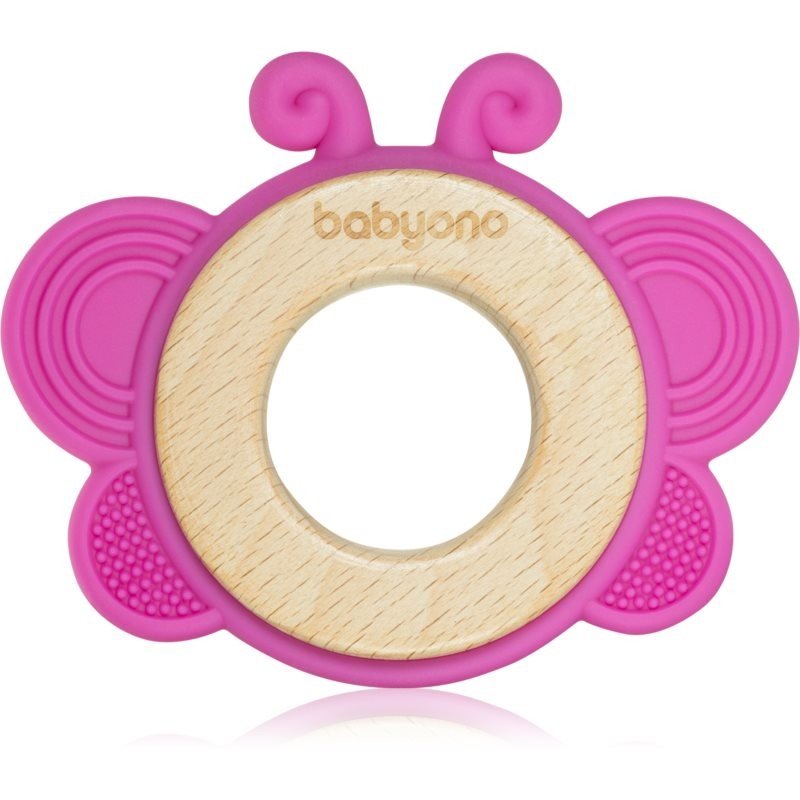 BabyOno Wooden & Silicone Teether kousátko Butterfly 1 ks
