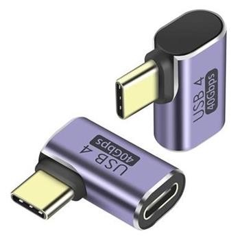 PremiumCord zahnutý 90° Adaptér USB-C Female - USB-C Male 40Gbps Aluminium kur31-40