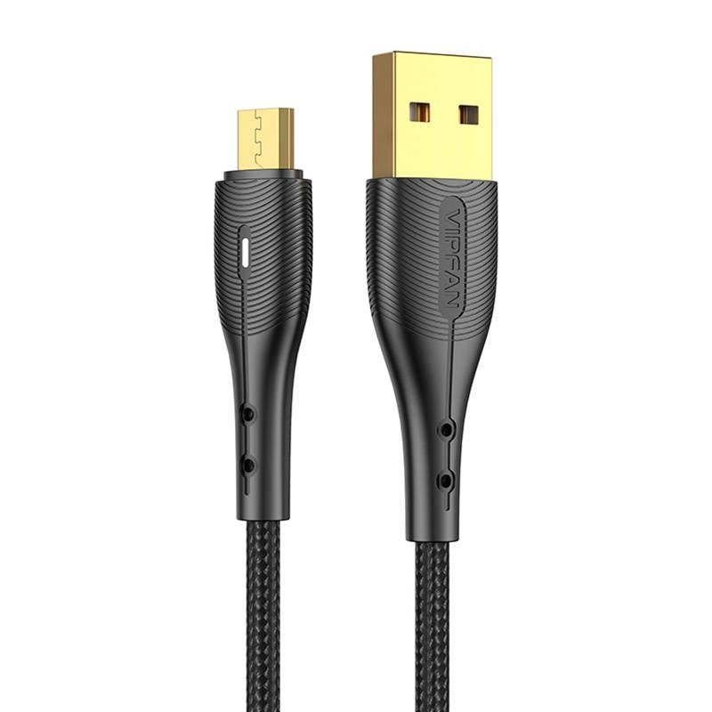 Kabel USB-Micro USB Vipfan Nano Gold X07, 3A, 1,2 m (černý)