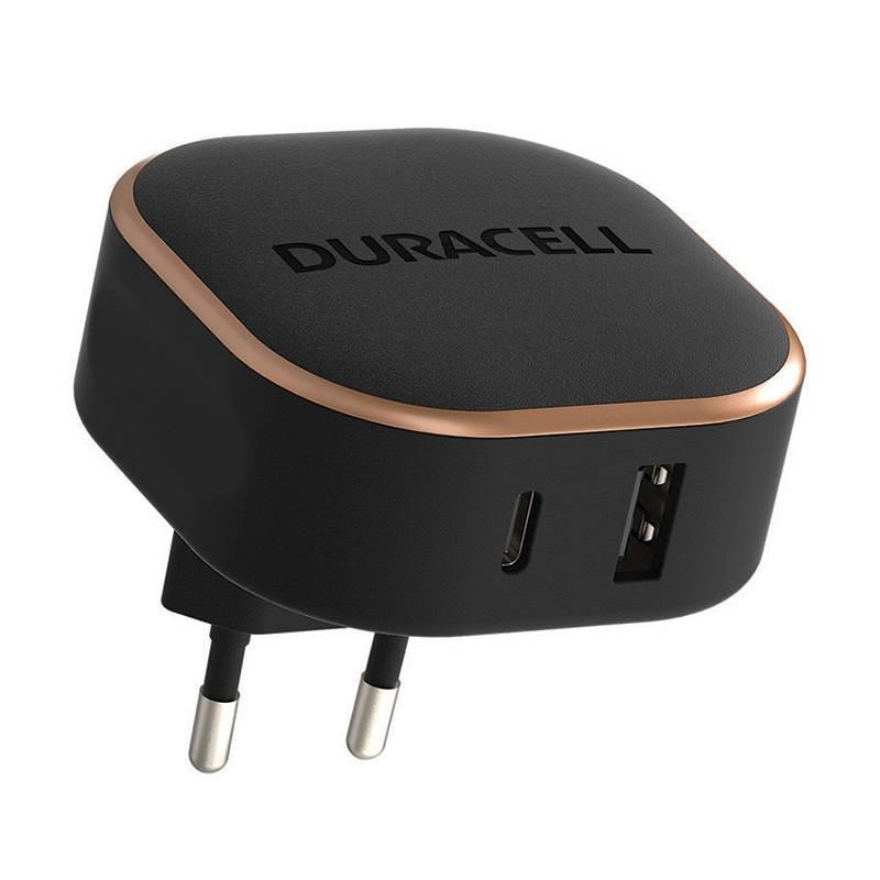 Síťová nabíječka Duracell USB + USB-C, 30 W (černá)