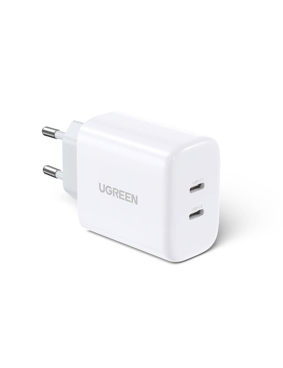 Síťová nabíječka UGREEN CD243, 2x USB-C, 40 W (bílá)