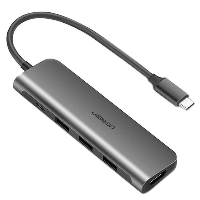 UGREEN 5v1 adaptér USB-C na HDMI 4K, 3x USB 3.0, Type-C (šedý)