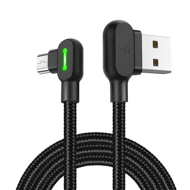 Úhlový kabel USB-Micro USB Mcdodo CA-5280 LED, 3 m (černý)