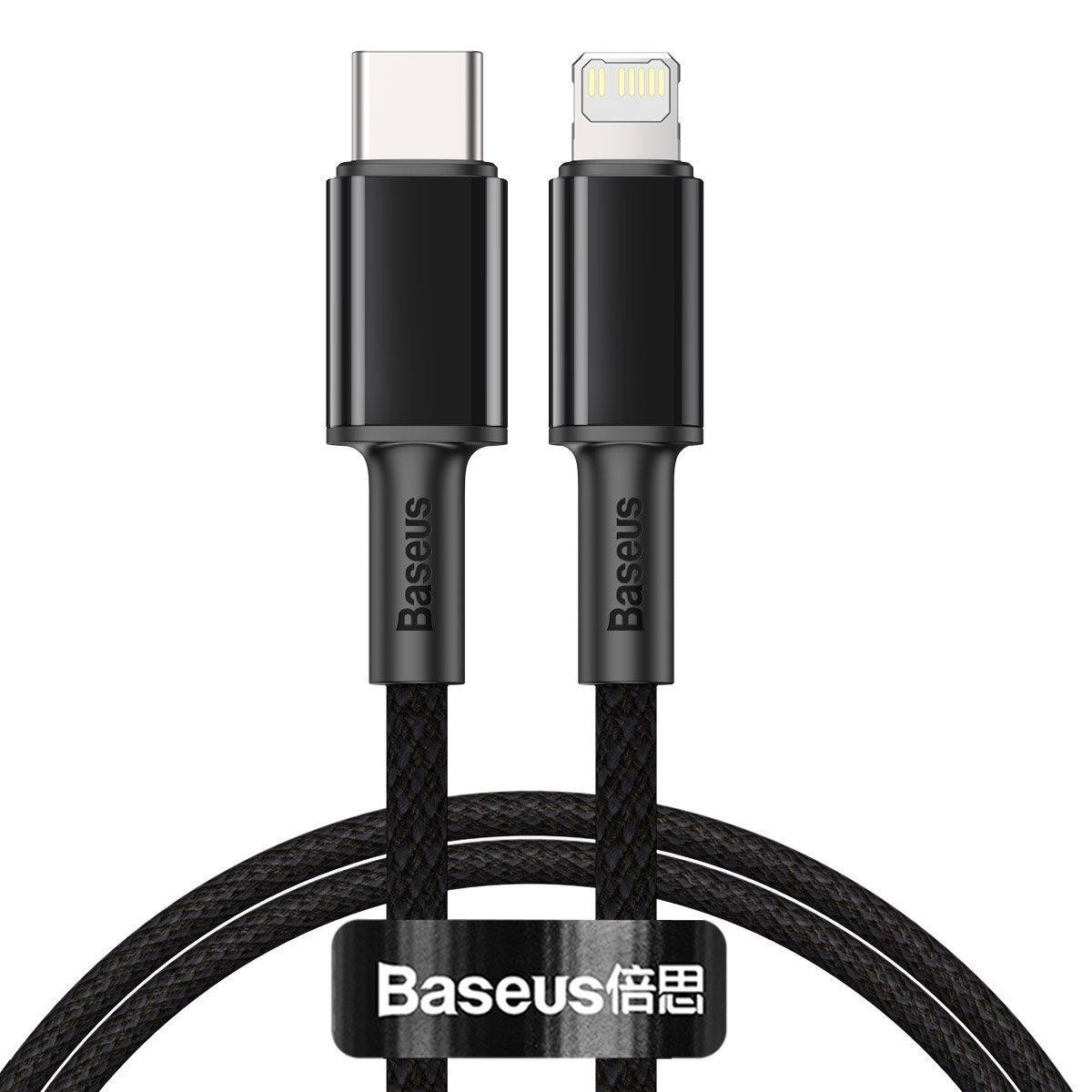 Kabel USB-C na Lightning Baseus High Density Braided, 20W, 5A, PD, 2m (černý)