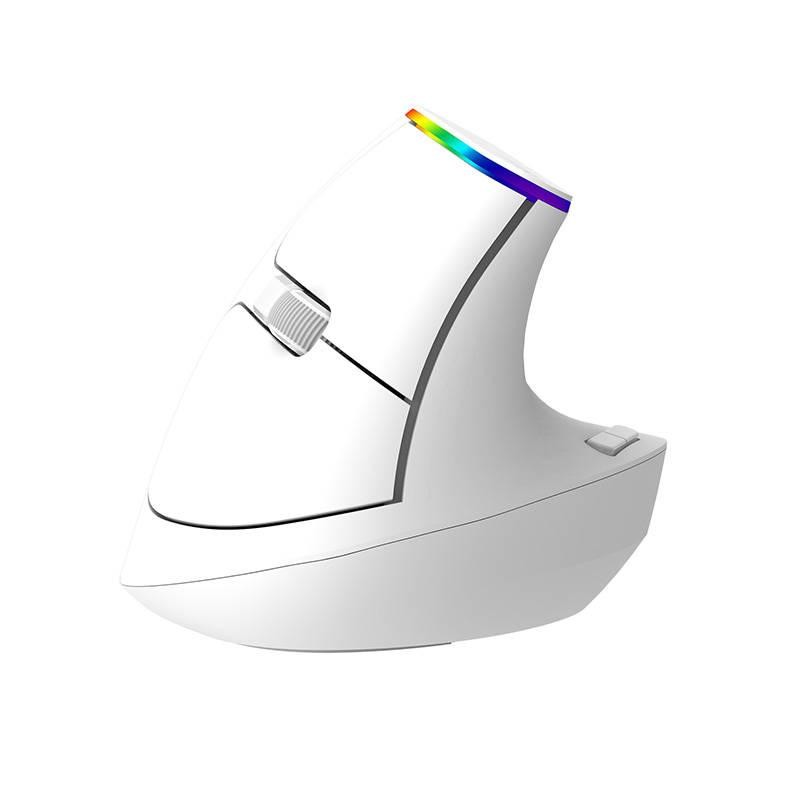 Bezdrátová vertikální myš Delux M618C 2.4G 1600DPI RGB (bílá)