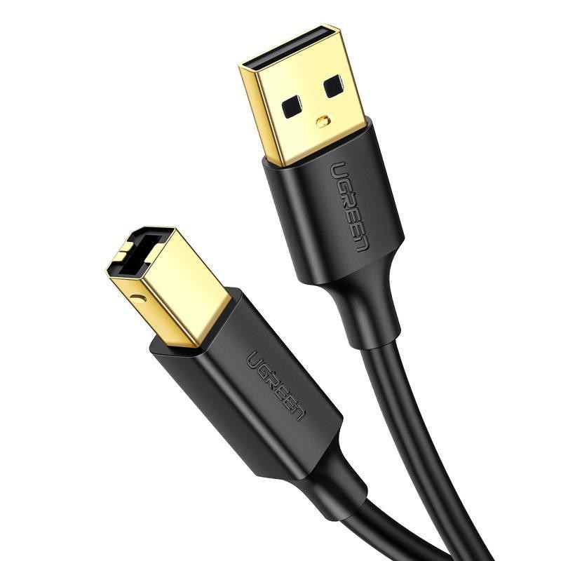 UGREEN US135 Pozlacený kabel USB 2.0 A-B pro tiskárny, 1 m (černý)