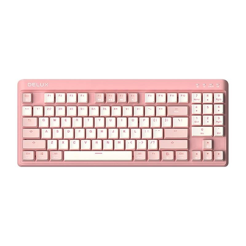 Herní klávesnice Delux KM18DB RGB (bílá a růžová)