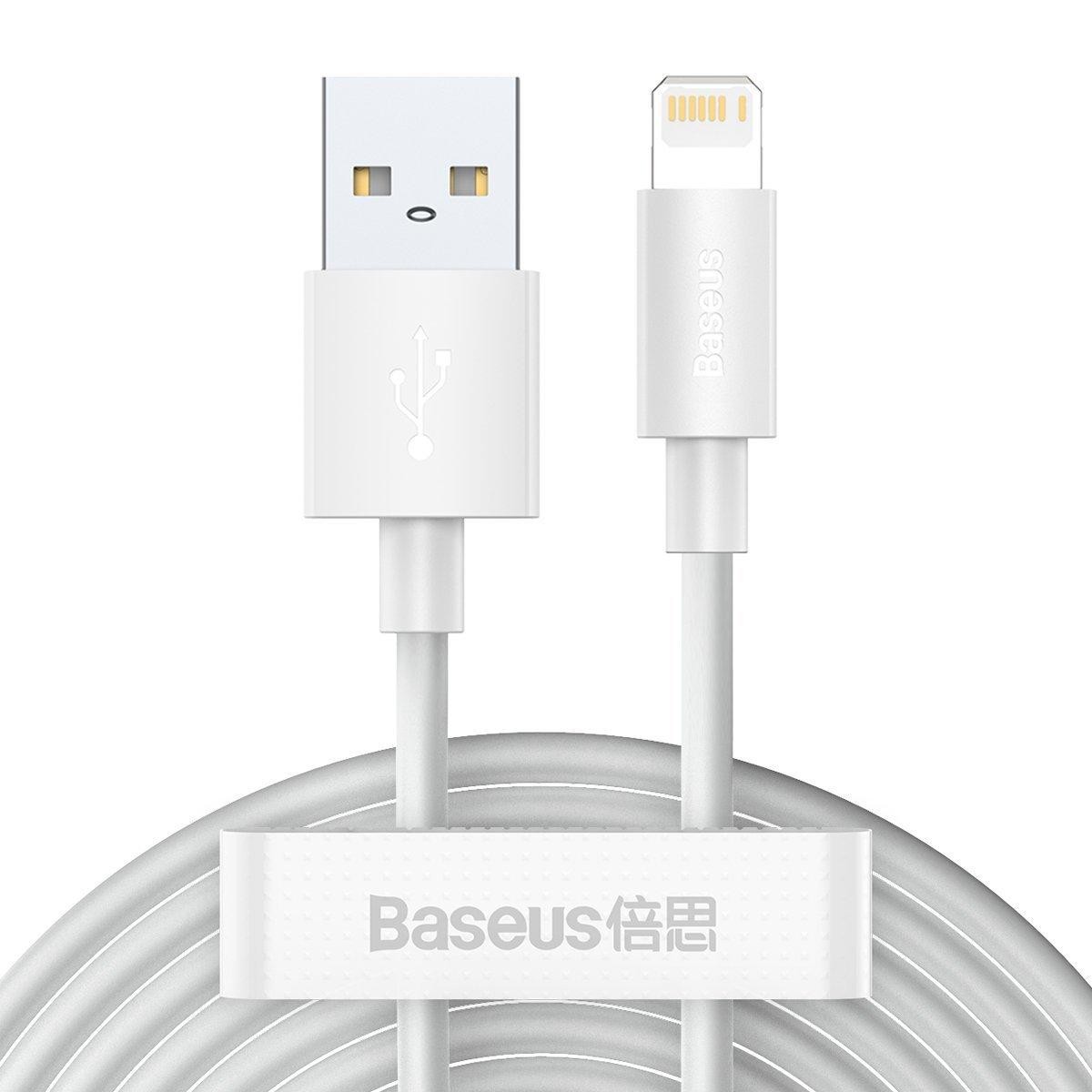 Baseus Simple Wisdom Kabel USB na Lightning, 2,4 A, 1,5 m (bílý) 2ks.