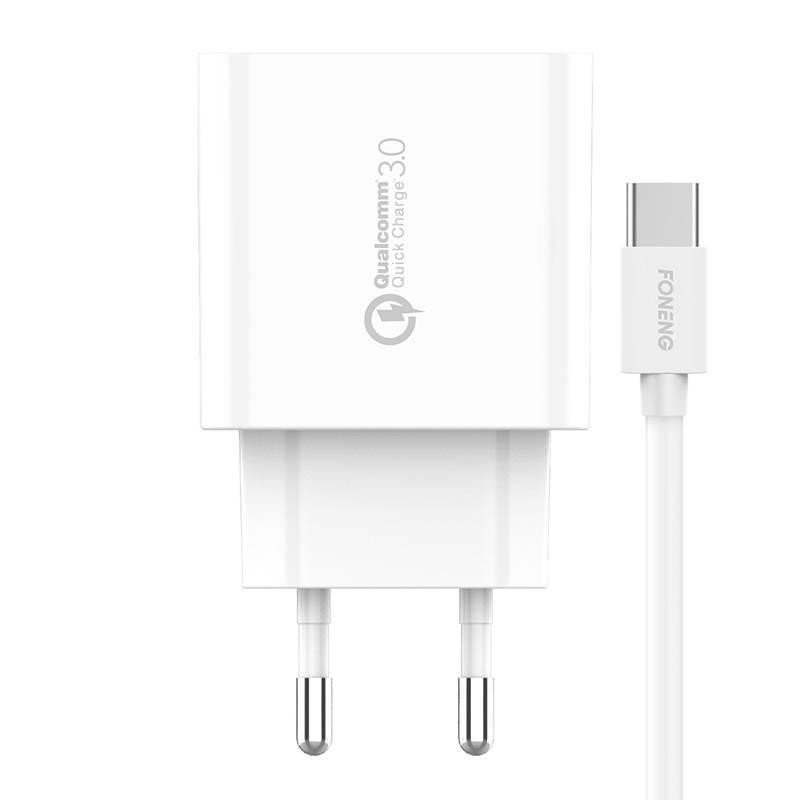 Foneng 1xUSB EU46 QC 3.0 síťová nabíječka + kabel USB typu C