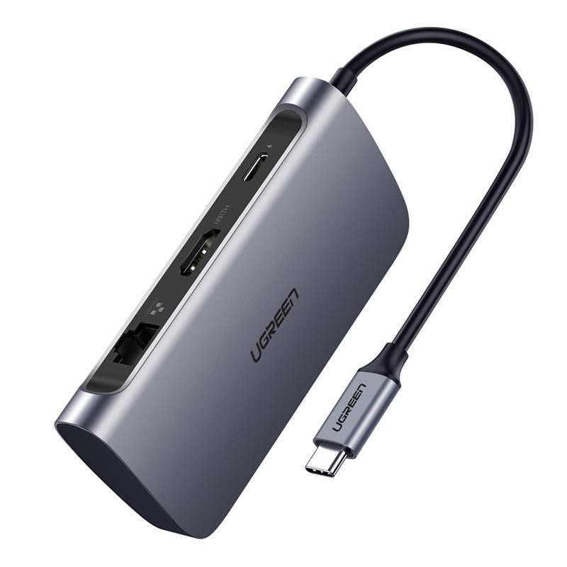 Rozbočovač UGREEN 7v1 CM212 USB-C PD 100W, 2x USB-A 3.0, HDMI 4K/30Hz, SD/TF, adaptér RJ45