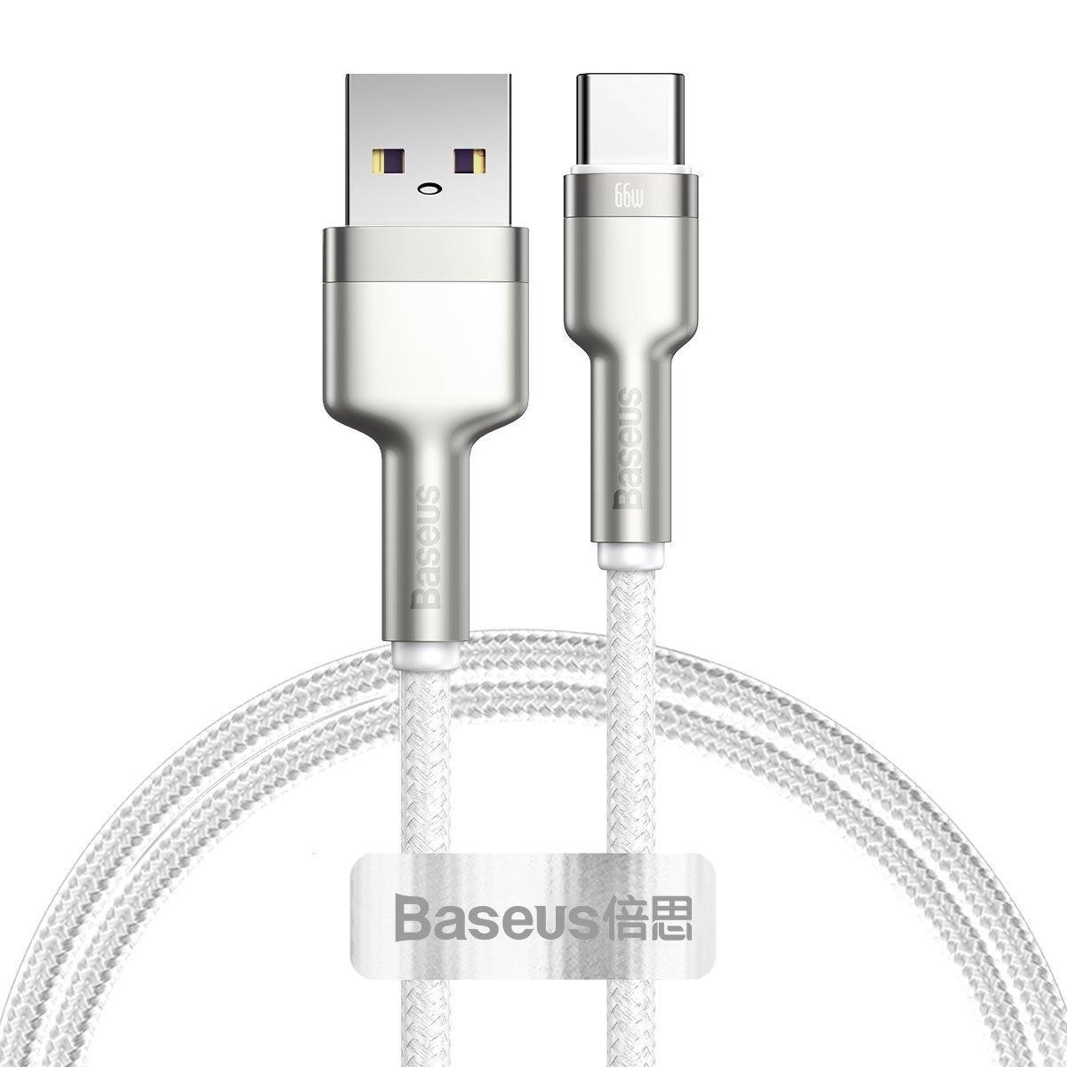 Kabel USB-C Baseus Cafule, 66 W, 1 m (bílý)
