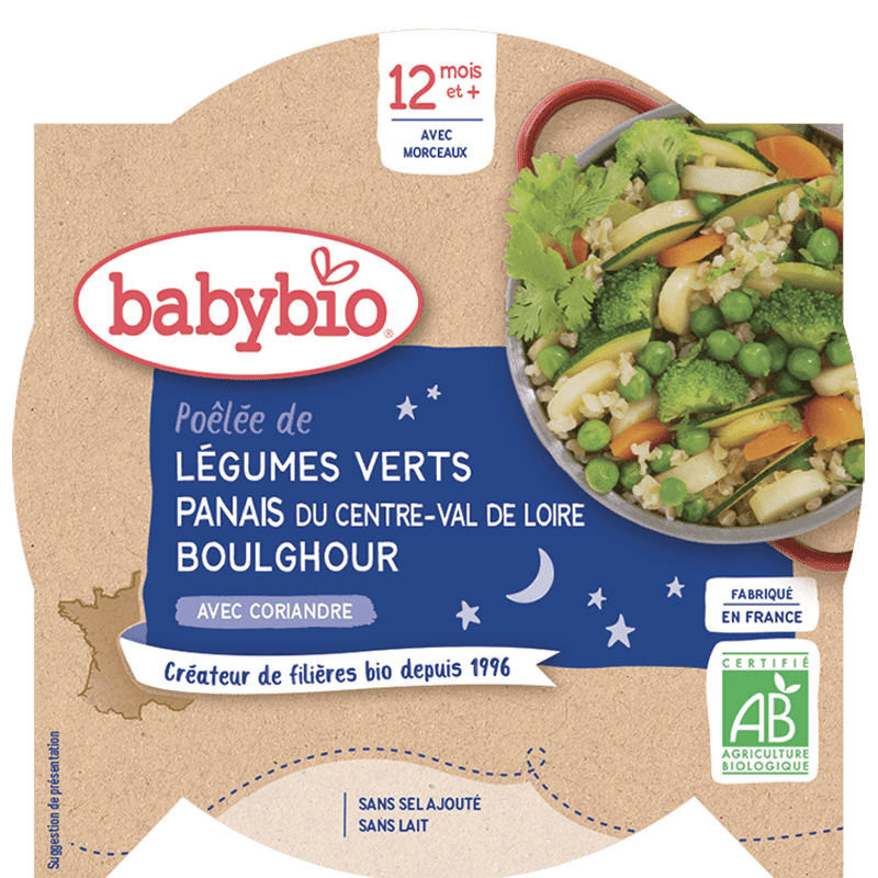 Babybio zelená zelenina, pastinák a boulghour 230 g