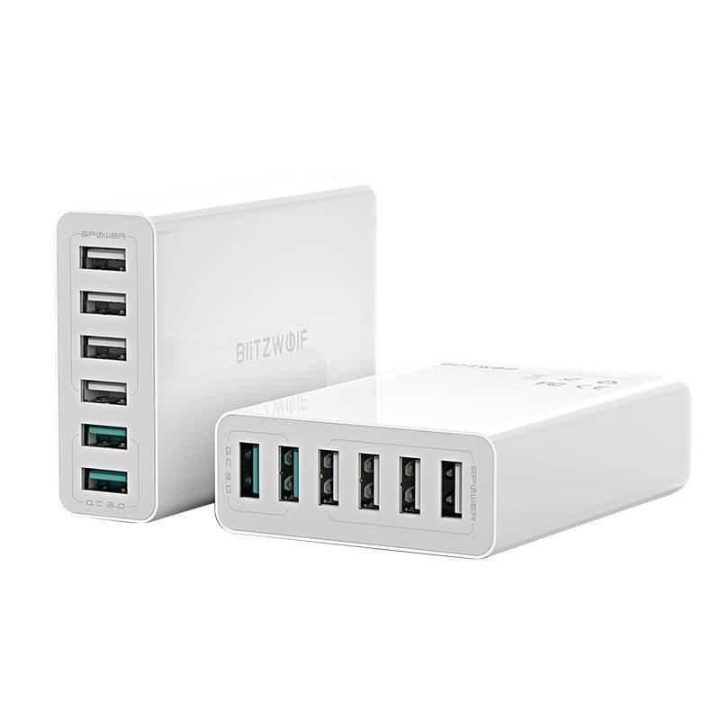 Blitzwolf BW-S15 6x USB nabíječka, QC 3.0, 60W (bílá)