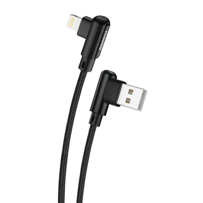 Šikmý kabel z USB na Lightning Foneng X70, 3A, 1m (černý)