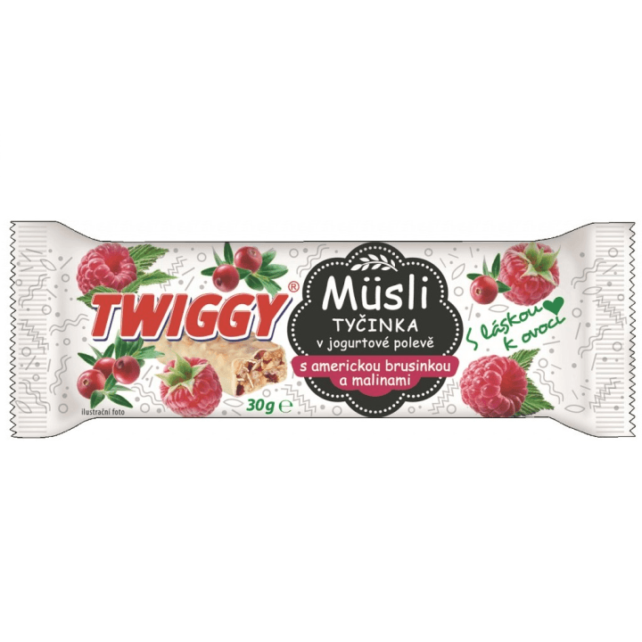 Twiggy s klikvou s malinami v jogurt.polevě 30g
