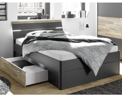 Postel Mars 140x200 cm, se zásuvkami a osvětlením