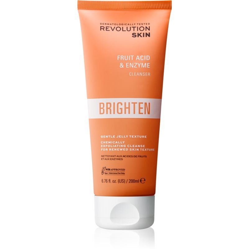 Revolution Skincare Brighten Fruit Acid & Enzyme rozjasňující čisticí gel s AHA kyselinami 200 ml