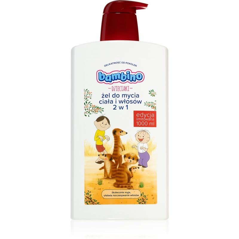Bambino Kids Bolek and Lolek 2 in 1 šampon a sprchový gel 2 v 1 pro děti Meerkats 1000 ml