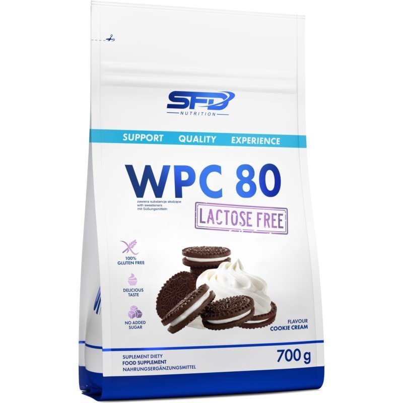 SFD Nutrition WPC 80 Lactose Free syrovátkový protein bez laktózy příchuť Cookie Cream 700 g