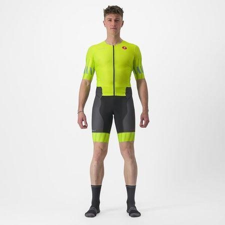 Castelli - triatlonová kombinéza Free Sanremo 2 suit short sleeve, electric lime/niagara blue M