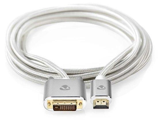 NEDIS PROFIGOLD HDMI kabel/ konektor HDMI - DVI-D 24+1 zástrčka/ bavlna/ stříbrný/ BOX/ 2m, CCTB34800AL20
