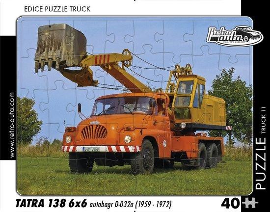 RETRO-AUTA Puzzle TRUCK č.11 Tatra 138 6x6 autobagr D-032a (1959-1972) 40 dílků