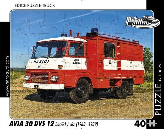 RETRO-AUTA Puzzle TRUCK č.29 AVIA 30 DVS 12 hasičský vůz (1968-1982) 40 dílků