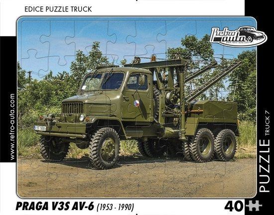 RETRO-AUTA Puzzle TRUCK č.7 Praga V3S AV-6 (1953-1990) 40 dílků