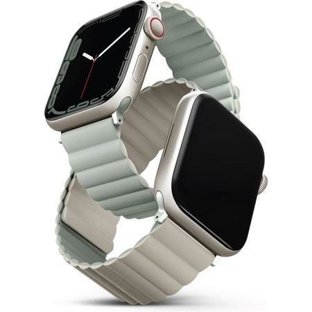 UNIQ Revix oboustranný řemínek pro Apple Watch 45/44/42mm Sage (šedolozený/béžový)