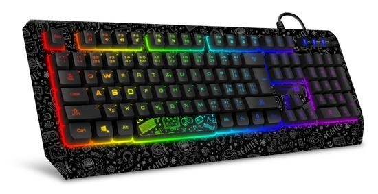 CONNECT IT DOODLE RGB podsvícená ,herní klávesnice (CZ+SK verze), USB, ČERNÁ, CKB-3530-DD