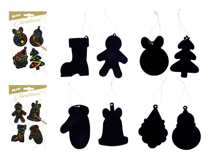 MFP 8886449 Závěs vánoční škrabací obrázek set 4ks 1001 11x19cm