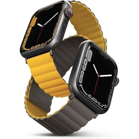 UNIQ Revix oboustranný řemínek pro Apple Watch 45/44/42mm Mustard (Hořčicový/Khaki)