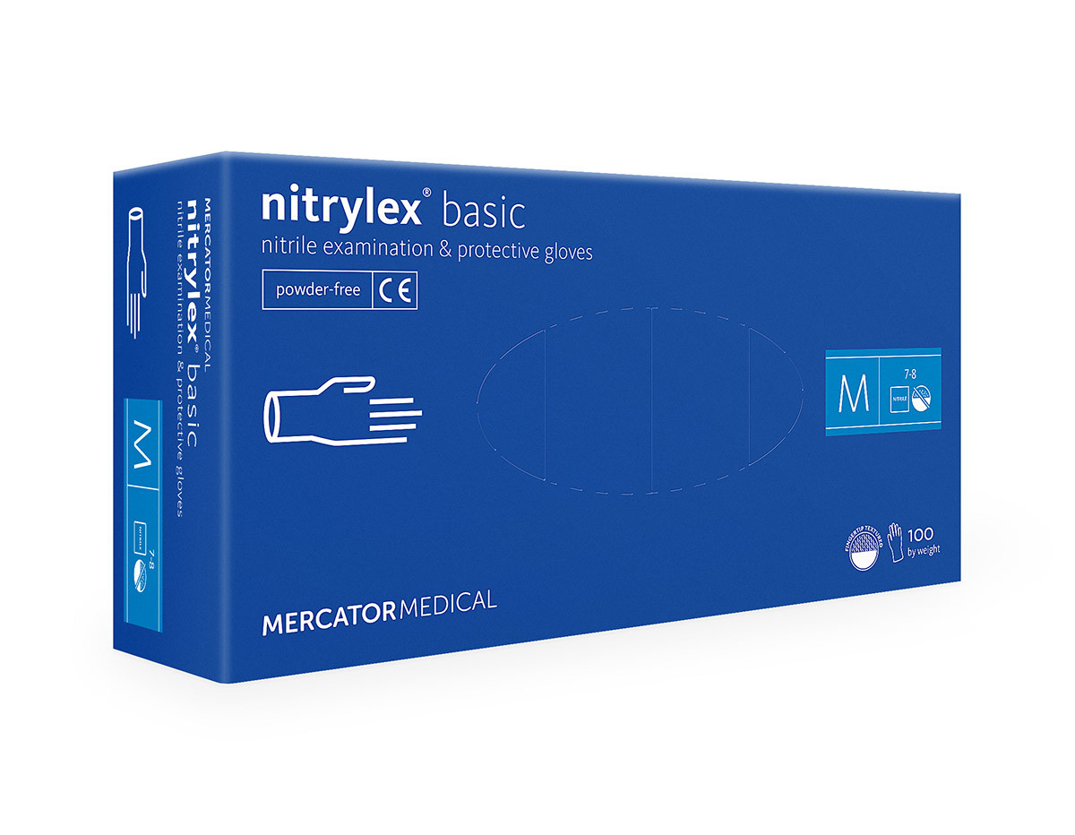 Jednorázové nitrilové rukavice Mercator Medical Nitrylex Basic modré 100 ks Rozměr: L