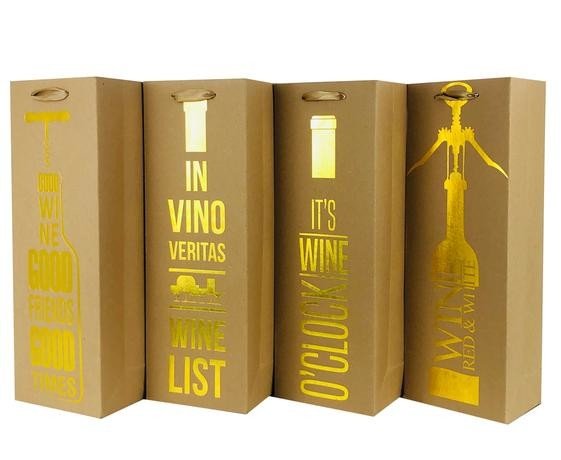 TORO Dárková taška na víno 36x12.5x8.5cm MIX zlatý tisk