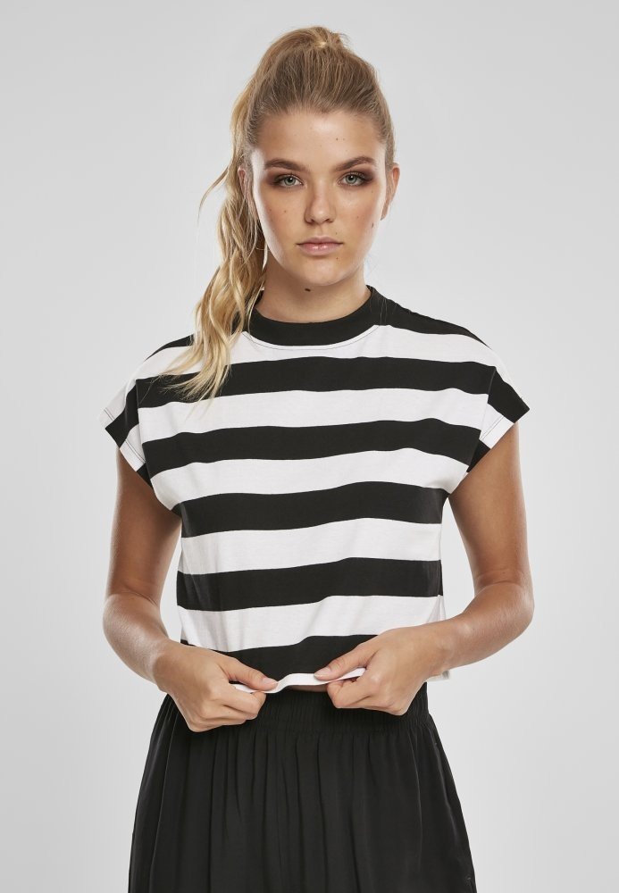 Ladies Stripe Short Tee L