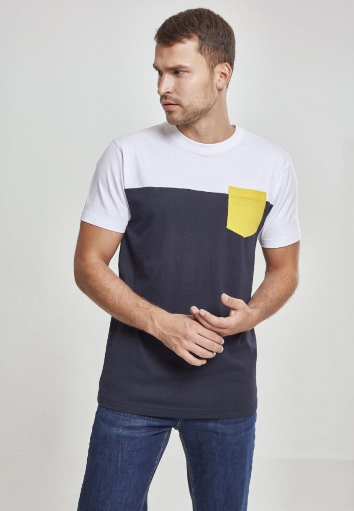 3-Tone Pocket Tee - nvy/wht/chromeyellow L