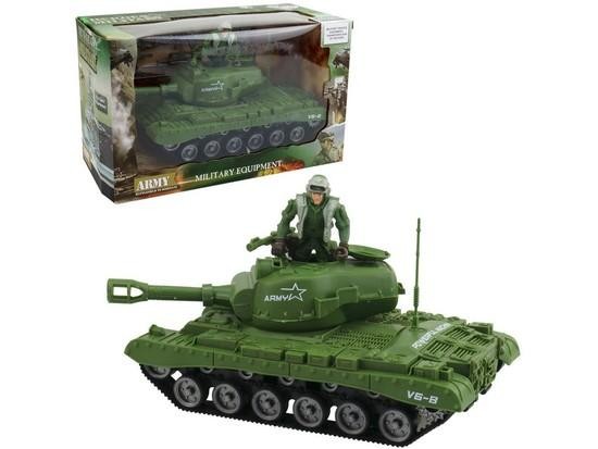 Tank obrněné vozidlo 26cm na setrvačník set s figurkou a doplňky plast